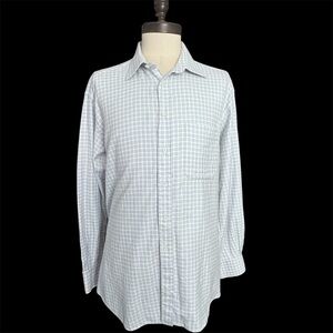 Ermenegildo Zegna Button Down Shirt SZ 43/17 Blue/White Classic Preppy Casual